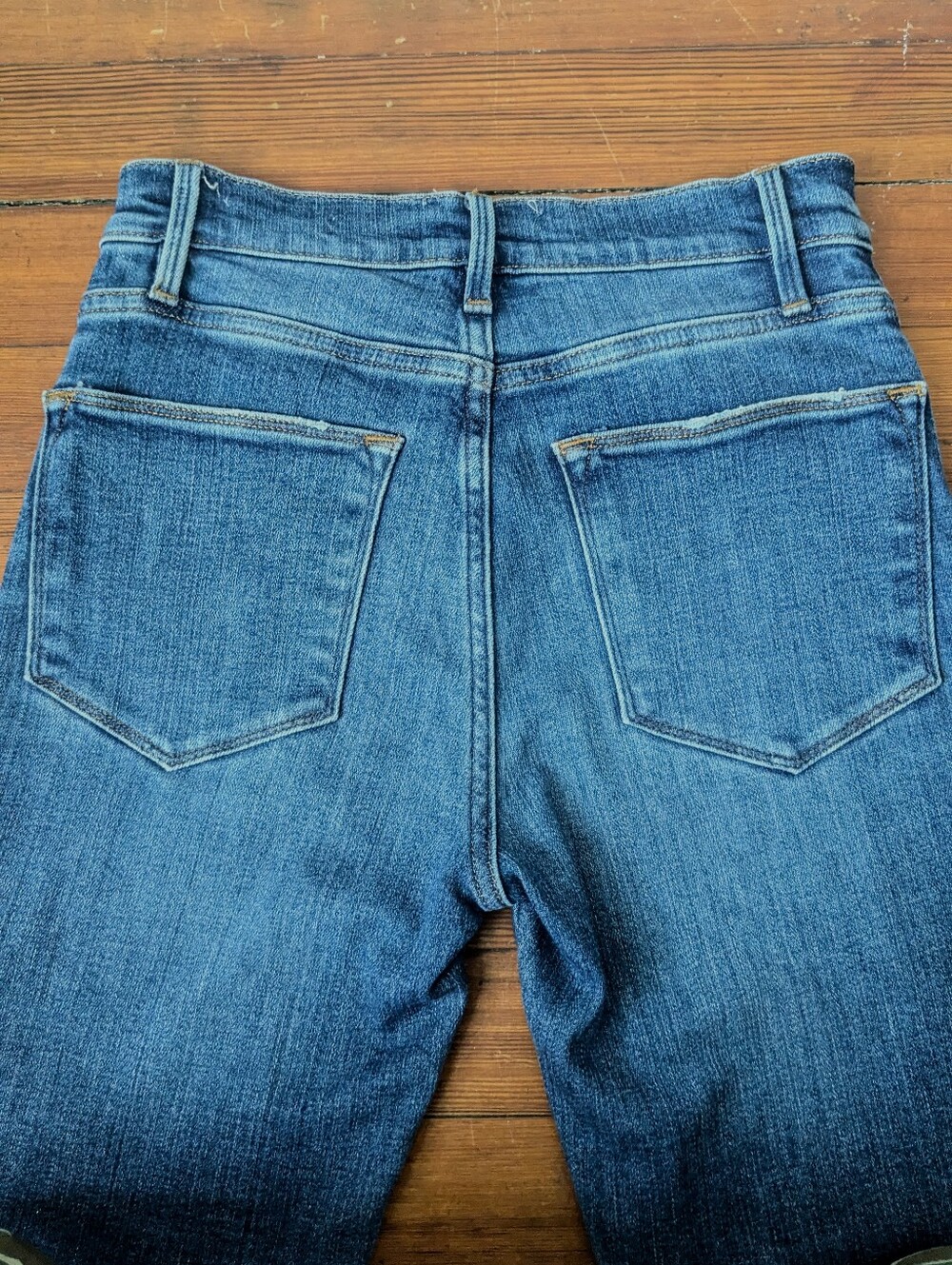 FRAME Denim Medium Blue "Le High Straight" Stretch Ankle Jeans Size 25 - Picture 4 of 10